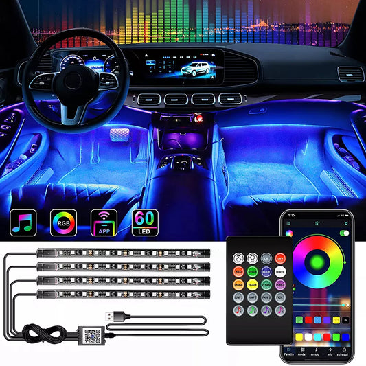 Neon LED Car Interior Ambient Foot Strip Light Kit